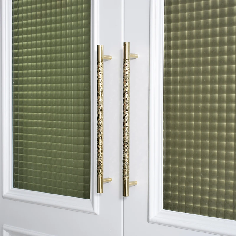 Мебельная ручка Т-образная дверца шкафа, золотые твердые латунные ручки-молотки, ручка ящика для ванной комнаты, кухонного шкафа, отделка винного шкафа