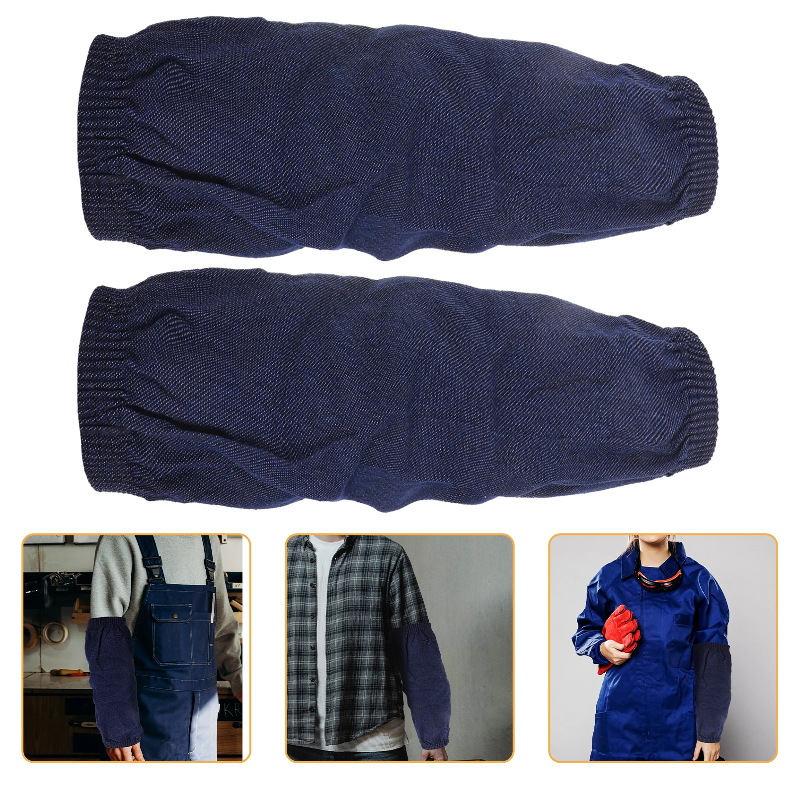 

2pcs Denim Arm Sleeves Thick Protective Work Sleeve Full Length Kitchen Housework Unisex Elastic Gardening Cleaning