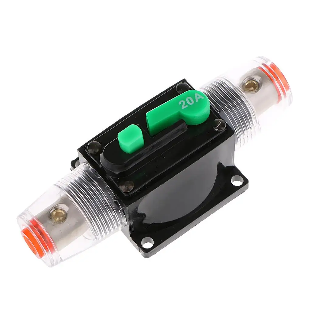 حامل قاطع دائرة 20 أمبير مقاوم للماء لنظام عاكس الصوت بمفتاح ستيريو للقوارب البحرية باللون الأخضر