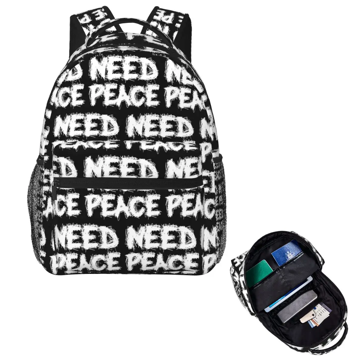 Need Peace Graphics Student Backpack School Bag Hiking Travel Daypack for Boys Girls Fashion Bookbag Shoulder Bags