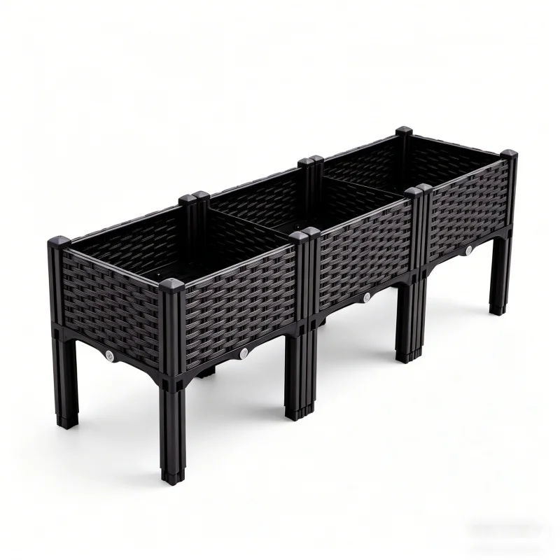 

Elevated 3 Tier Plastic Planter Box 120x40x37cm Raised Garden Bed for Vegetables Flowers Herbs Large Outdoor Indoor Balcony Pati