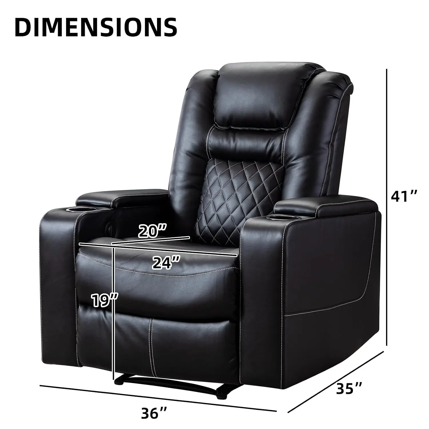 Electric Power Recliner Chair with USB Ports and Cup Holders, Breathable Leather Home Theater Seating with Hidden, Customized