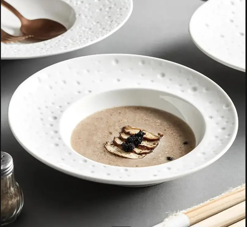 White Straw Hat-shaped Dish Northern Europe Home Restaurant Decoration Tableware Spaghetti Steak Soup Plate Fruit Dessert