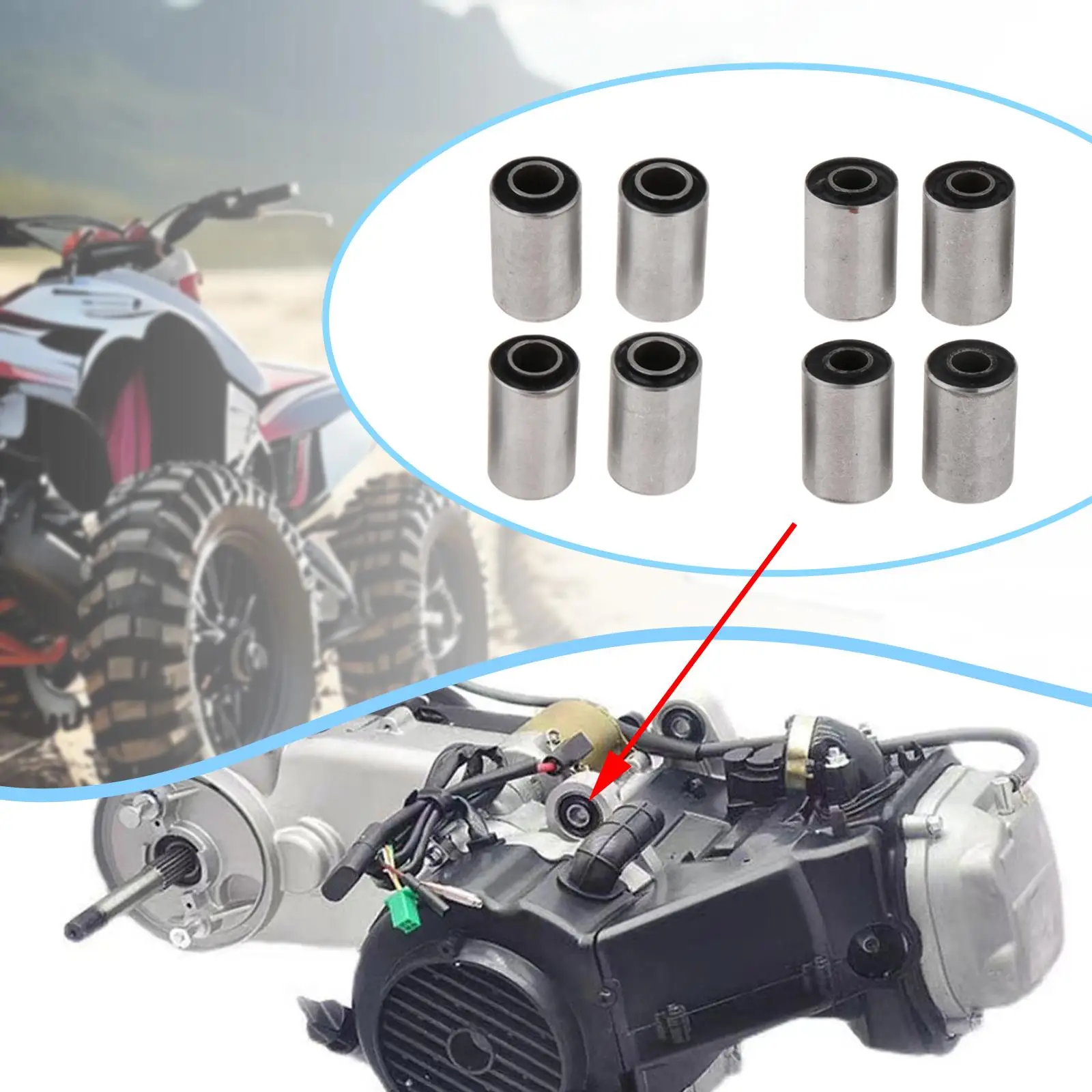 4Pcs Rear Swing Arm Bushes Direct Replaces, Easy to Install Spare Parts for Karts Vehicle Beach Vehicle Mini Bikes