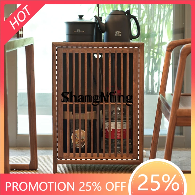 

ZYY Exquisite New Chinese Tea Cabinet Solid Wood Black Walnut Tea Side Side Cabinet Tea Room Kettle Integrated Cabinet