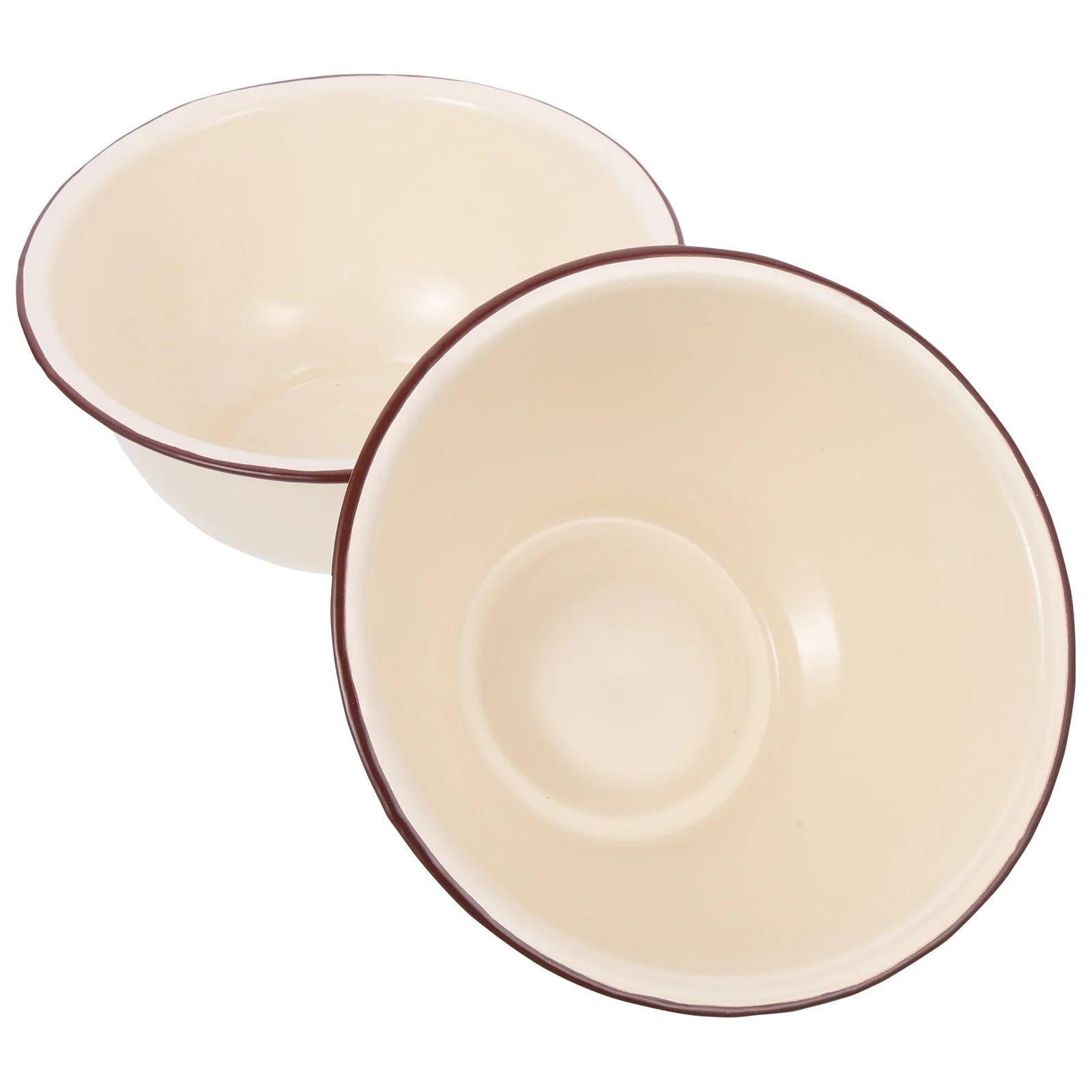

2 Pcs Serving Bowl Enamel Containers for Food Enameled Soup Mixing Country Decor