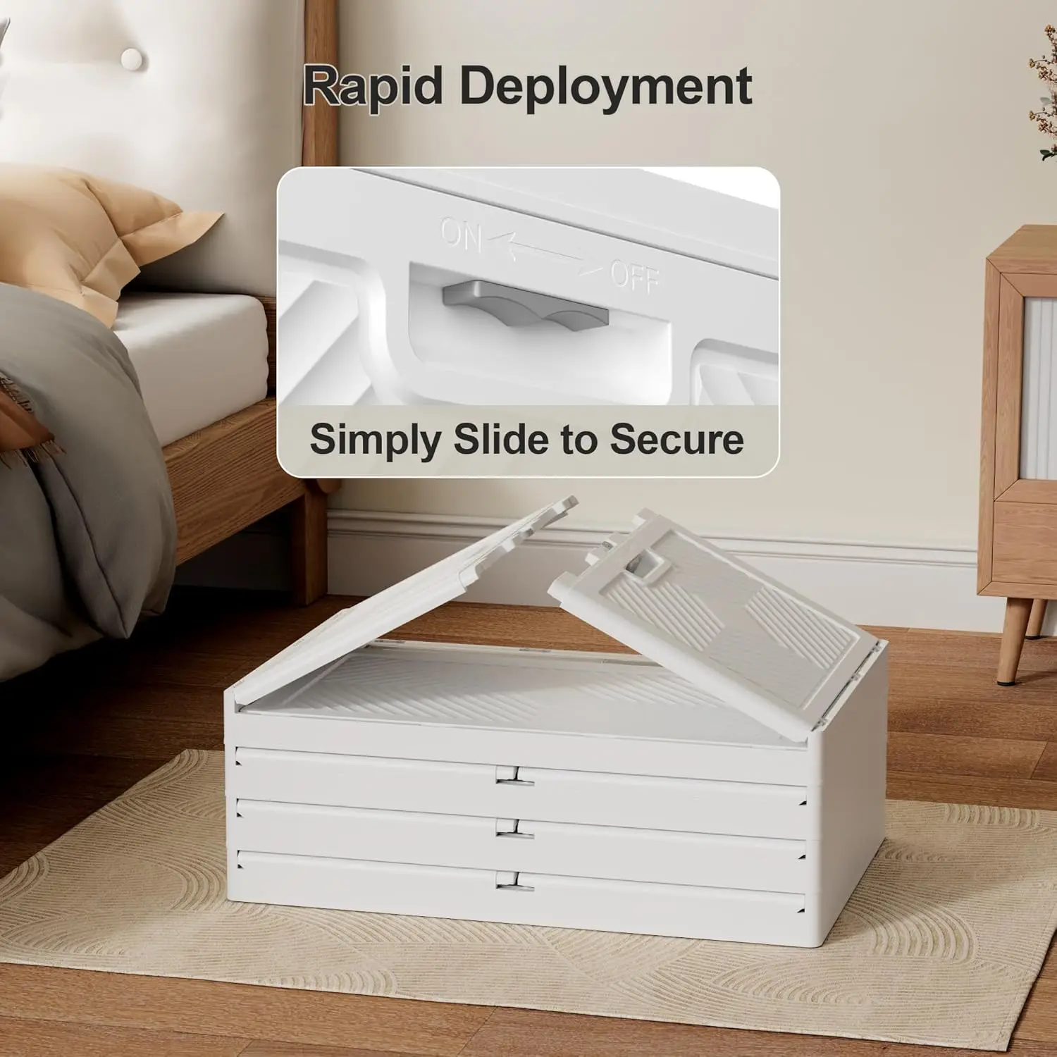 Folding Storage Bins Organizer, Collapsible Storage Boxes with Wheels and Door, Stackble Plastic Storage Container for Clothing