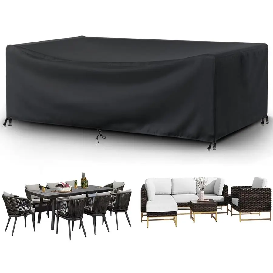 Furniture Covers Outdoor Table Cover Waterproof Rectangular 420D Garden Dining Table Cover Wind Dust Proof AntiUV Patio Sectiona