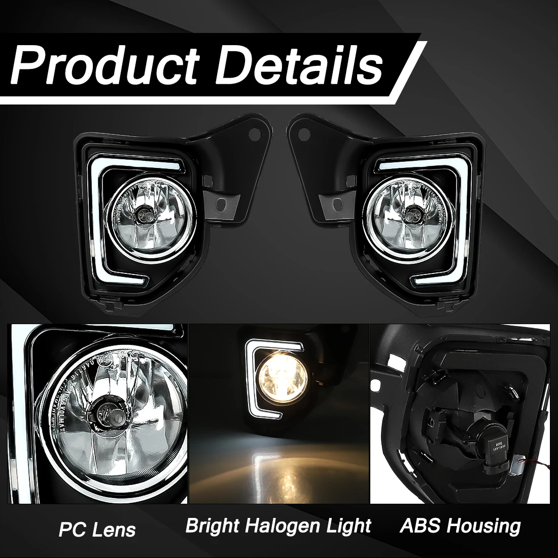 LED DRL Fog Lamp Assembly For Toyota Hiace Commuter 2014 2015 2016 Daytime Running Light Front Bumper Turn Signal Driving Lamps view 2