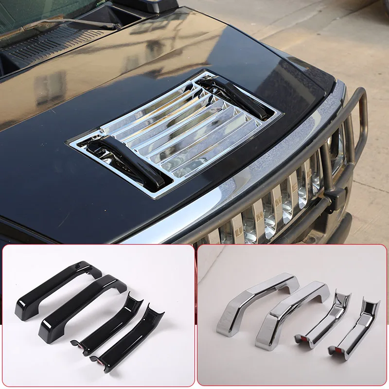 For Hummer H2 2003-2009 ABS Chrome/Black Hood Deck Vent Panel Handle Covers Trim Car Modification Accessories
