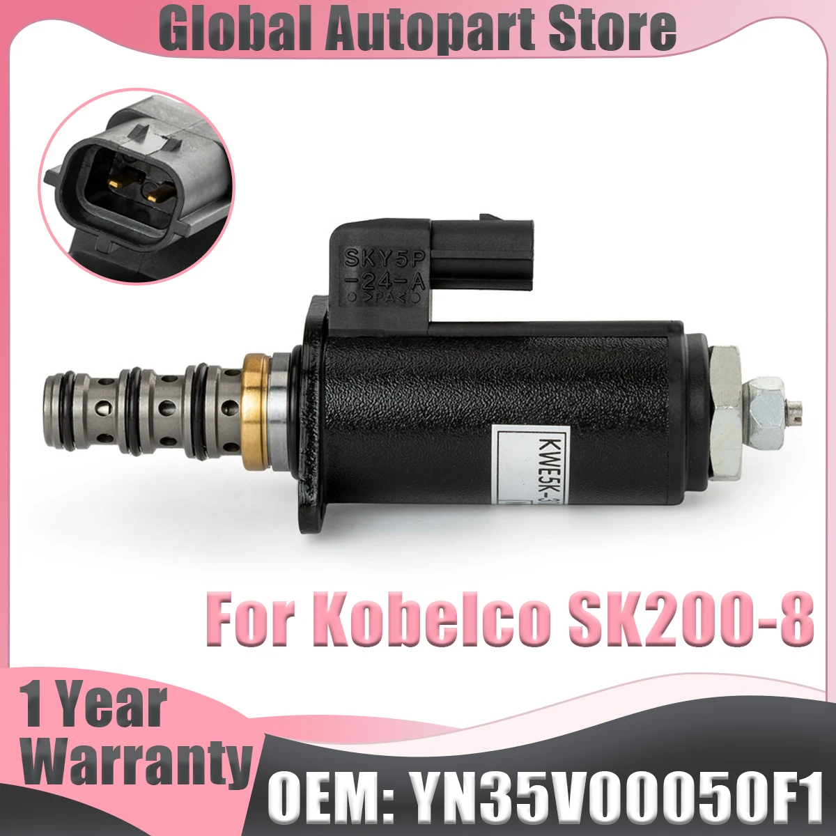 

New Pilot Solenoid Valve Hydraulic Pump Solenoid Valve YN35V00050F1 KWE5K-31/G24DB50 G24DA50 For Kobelco SK200/210-8 SK330/350-8