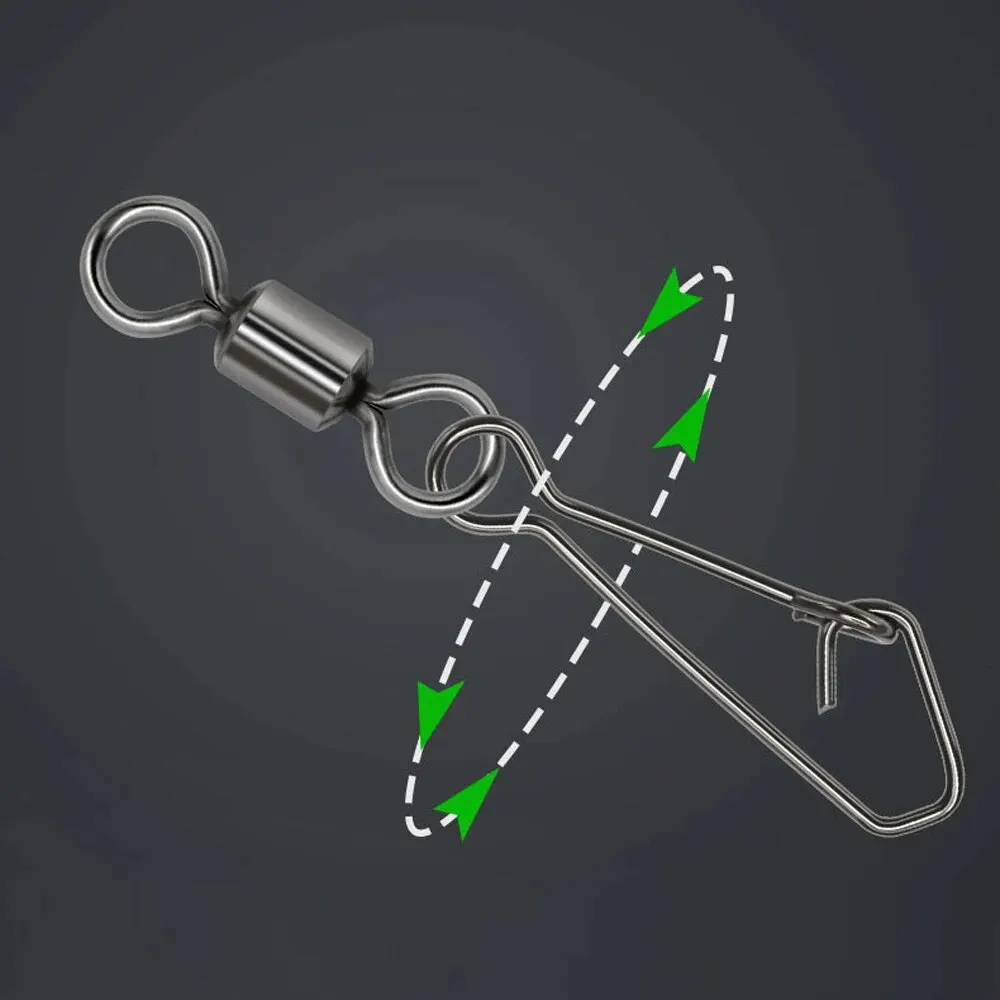 50pcs Fishing Lure Connectors Barrel Swivel Quick Pin Hooks Link Snap Fishing Accessories Rolling Swivel Snap for Fishing Line image 5