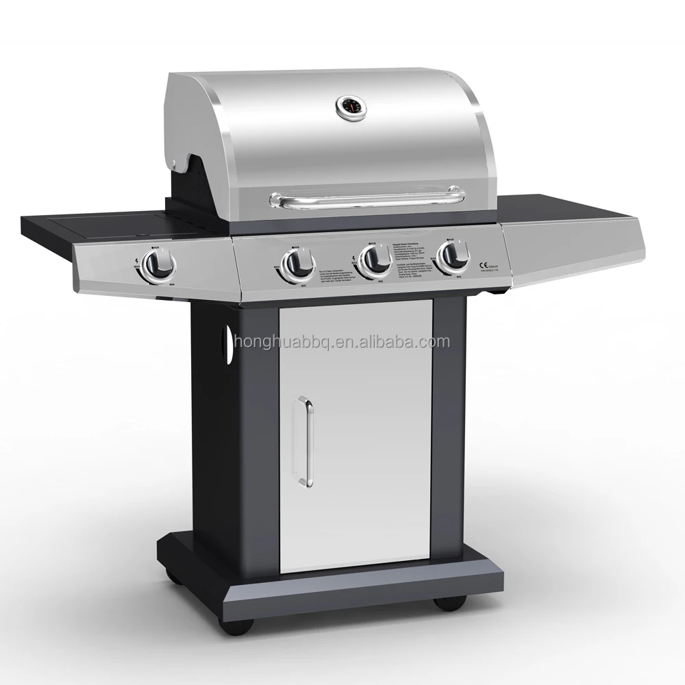 Stainless Steel Outdoor Gas Grill Grill Removable 3 + 1 Burner Grill with Cylinder Holder