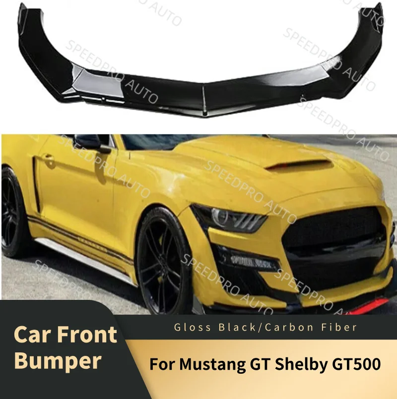 

Передний бампер автомобиля для Mustang GT Shelby GT500, нижний диффузор на подбородке, спойлер, сплиттер, комплект кузова, защита бампера, черный