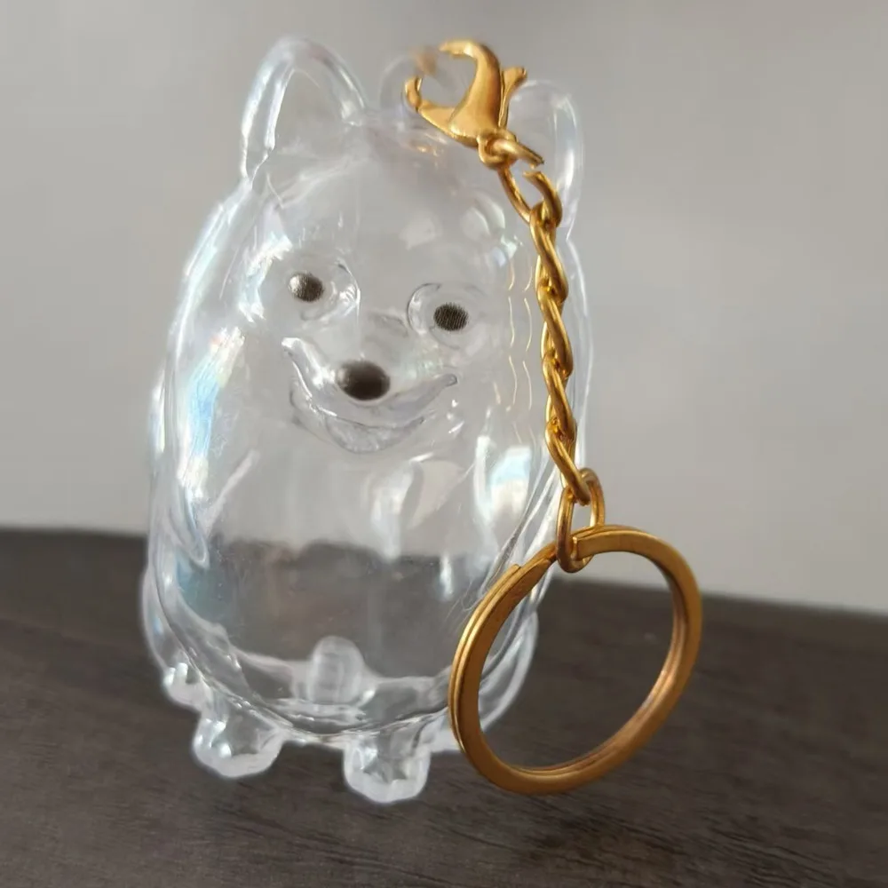 Dog Shape Dog Hair Storage Box Hair Grooming Transparent Pet Hair Keychain Acrylic DIY Handmade Puppy Pendants Backpack