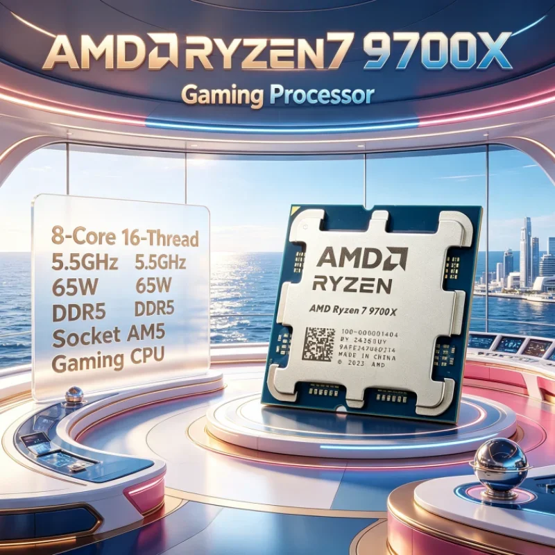 AMD Ryzen 7 9700X 8-Core 16-Thread 3.8GHz PCIe 5.0 DDR5 L3=32M 4NM Up to 5.5GHz Socket AM5 65W without fan CPU for Gaming PC