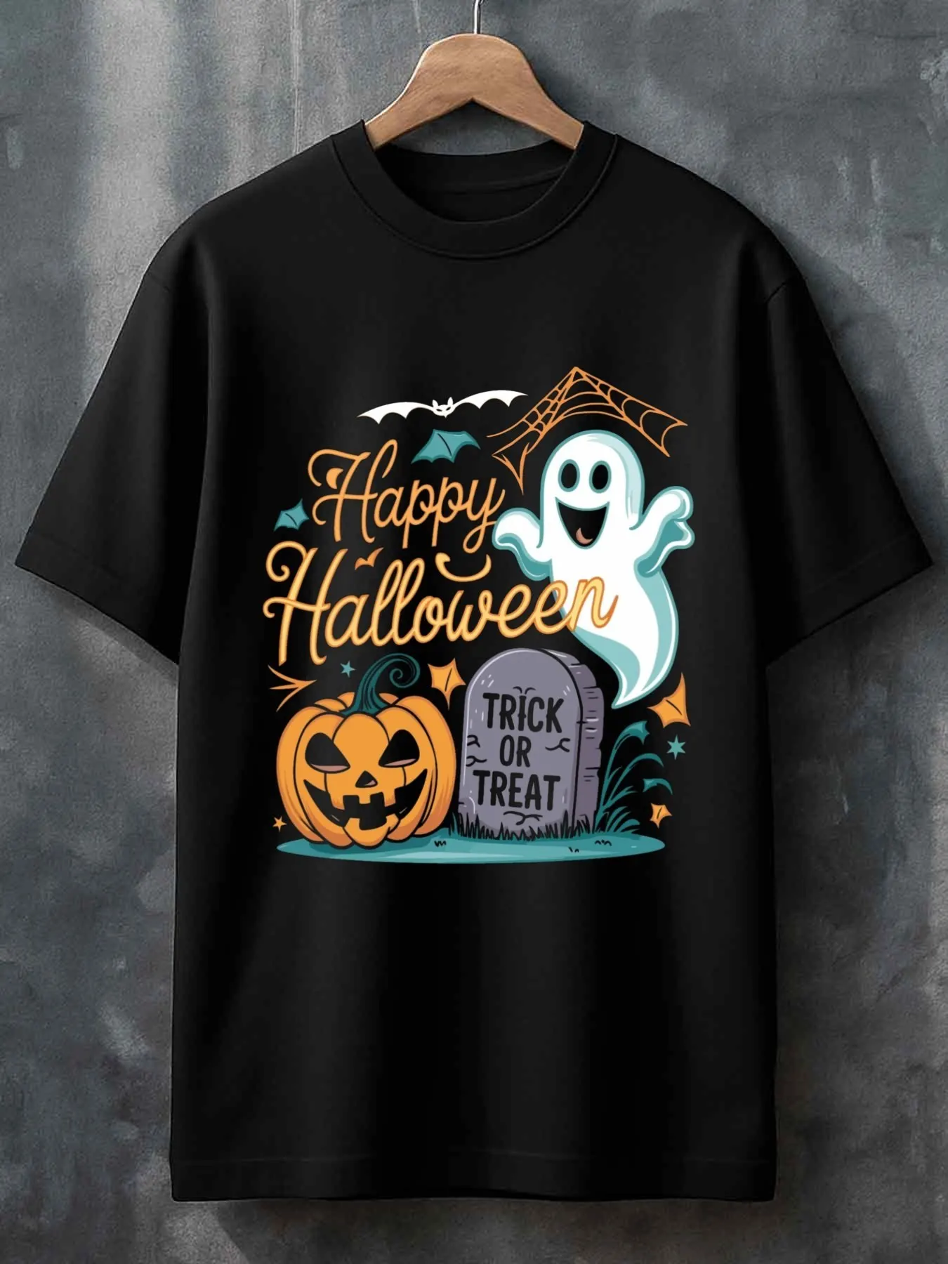 Top Pick Local1pc Men's 180GSM Heavyweight Halloween Graphic T-Shirt
