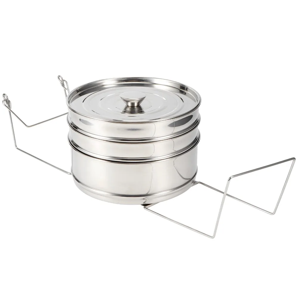 Stainless Steel Steamer Cooker 3-Tier Design Silver Steamer Cooker Pot Set Large Capacity Stackable Steamer Inserts Set