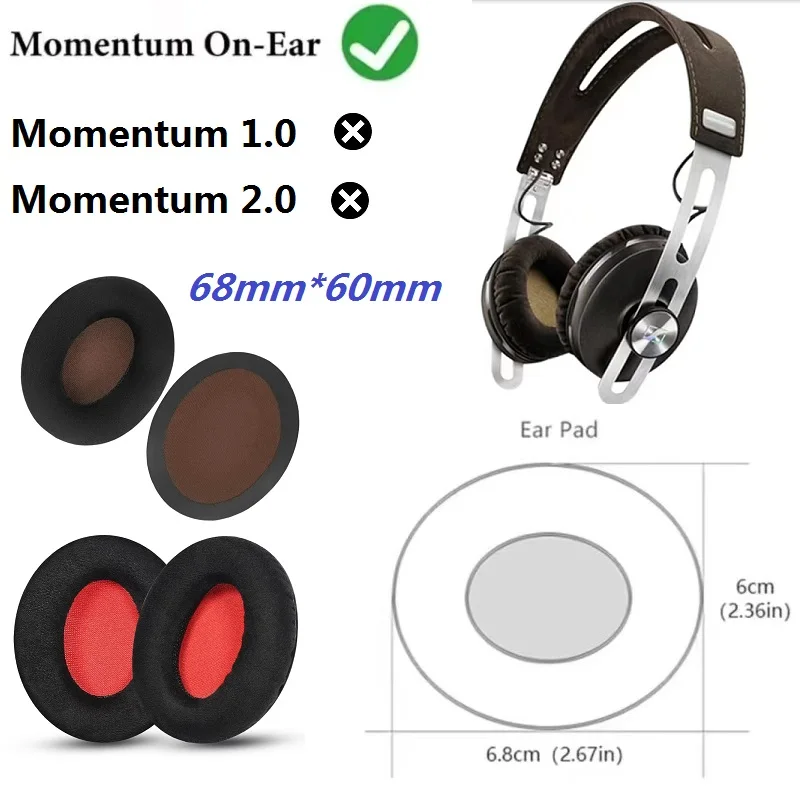 Coussinets d'oreille pour Sennheiser MOMENTUM ON-EAR, remplacement d'écouteurs sans fil 68x60mm, coussin d'oreille en velours, protège-oreilles Coussinets d'oreille pour Sennheiser MOMENTUM ON-EAR, remplacement d'écouteurs sans fil 68x60mm, coussin d'oreille en velours, protège-oreilles