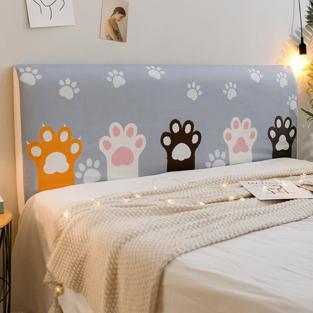 

Soft Elastic Bed Head Cover Cat Pattern Cartoon Headboard Cover Skin-friendly Feel Dustproof Bedside Cover Bedroom