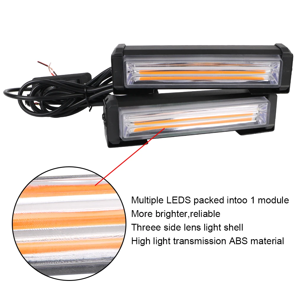 Mini Strobe Emergency Lightbar Surface Mount 12V Car Front Grille Warning Light Head for Fire Truck Police 40W COB LED