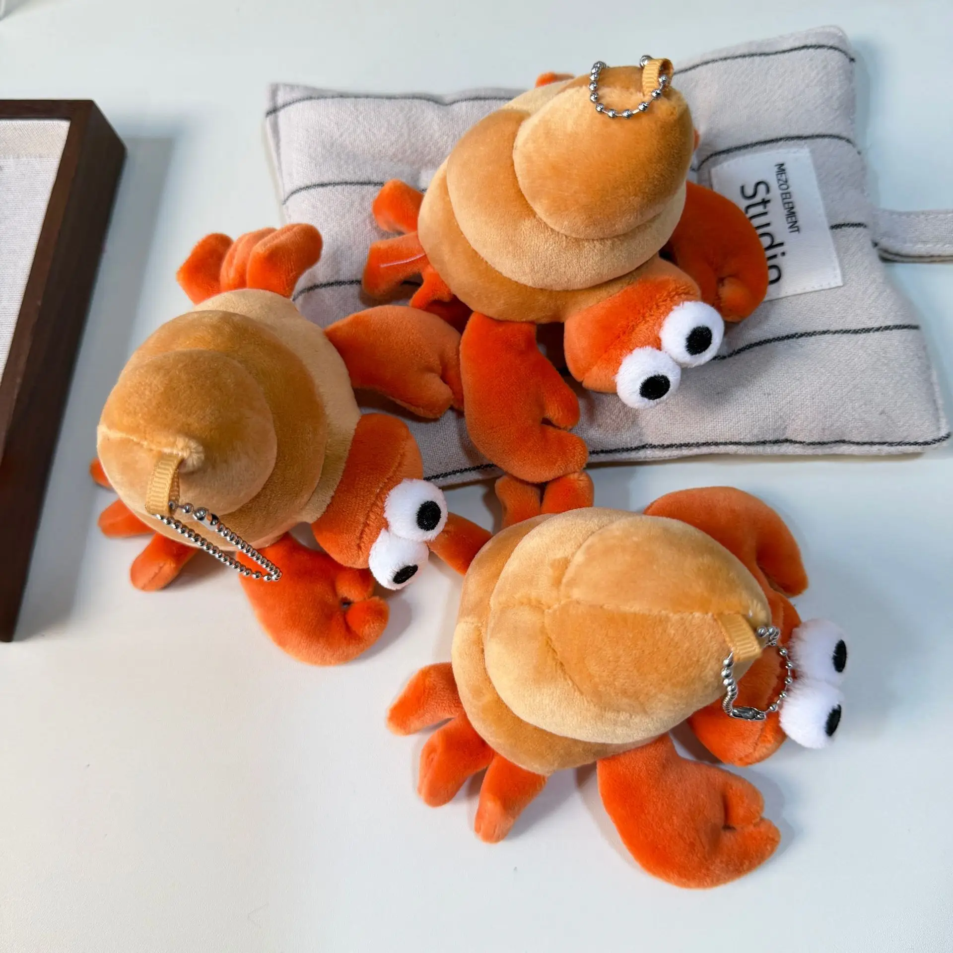 Cute Hermit Crab Plush Keyring Charms Cartoon Simulation Marine Animals Crabs Plush Stuffed Keyring Backpack Decor Birthday Gift