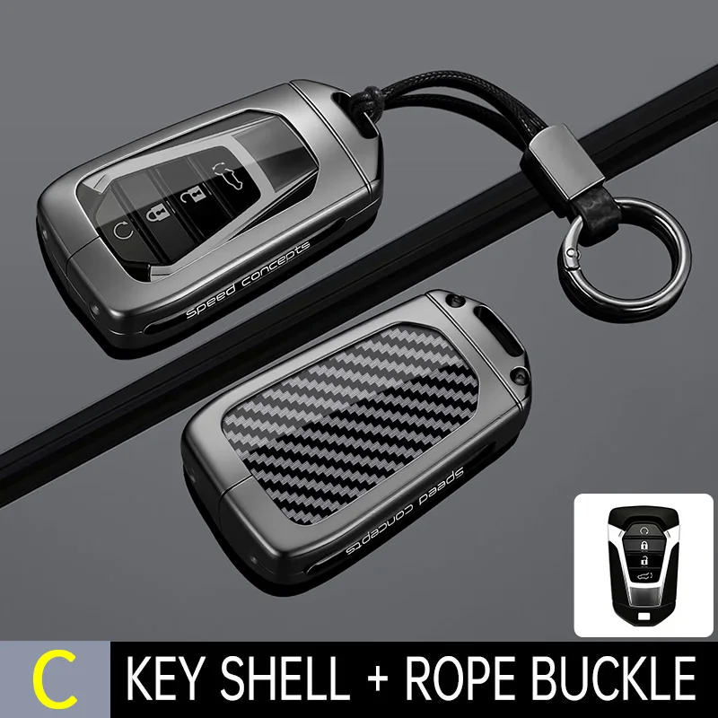 Metal Carbon Fiber Car Key Fob Case Cover Keychain For Isuzu New MU-X X Series DMAX D-Max X-Terrain Pickup Truck 2021 2022-2026