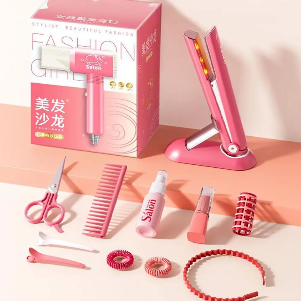 Juego de salón de belleza Multicolor, accesorios DIY, juego de Belleza del cabello de plástico para niños, secador de pelo, herramienta de estilismo de moda, juego divertido de salón, 11/15 Uds.