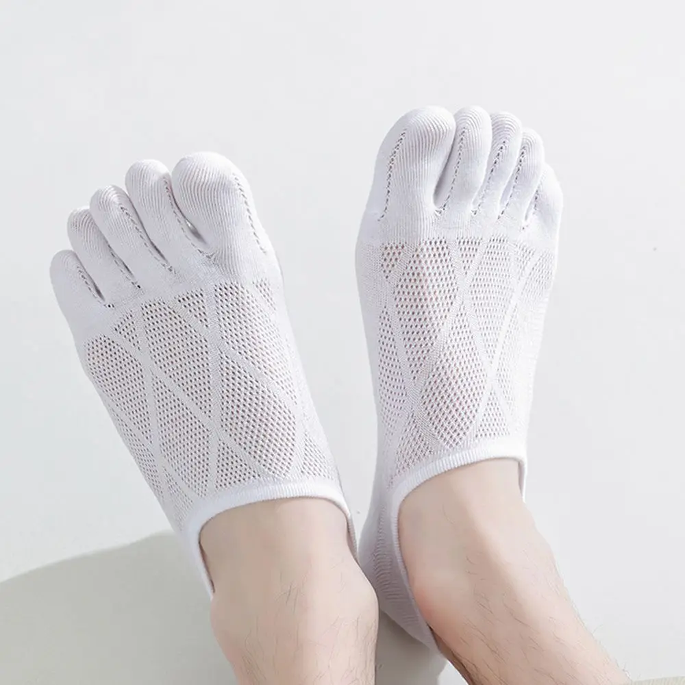 Thin Five Fingers Socks Comfortable Low Cut Cotton Socks with Separate Fingers 7 Solid Colors Mesh Toe Socks Running