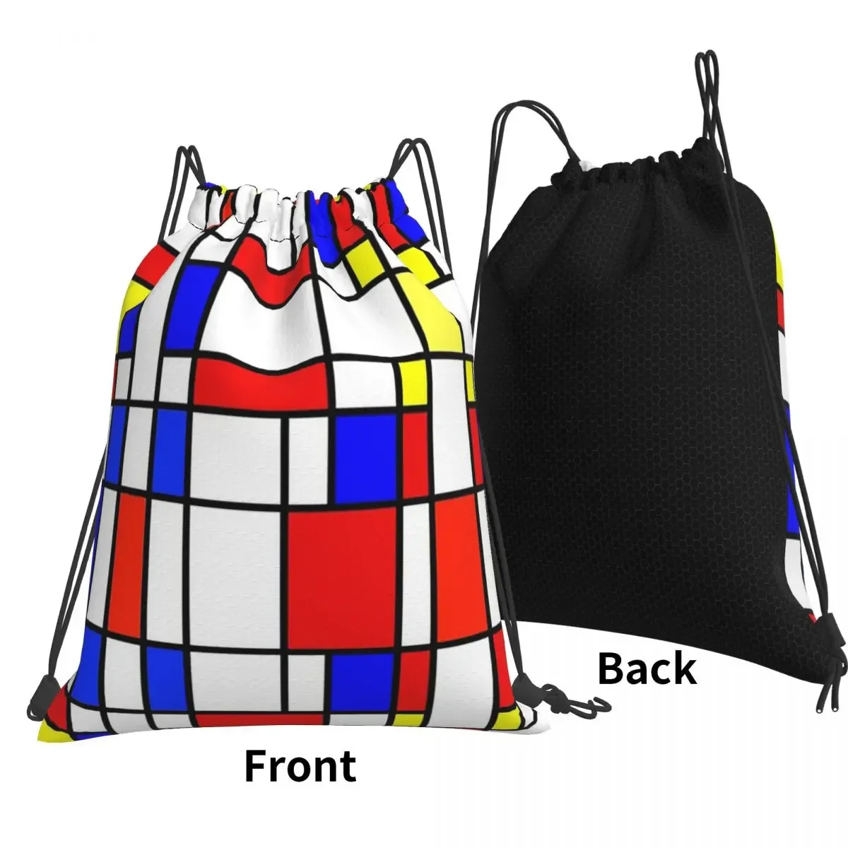 Piet Mondrian De Stijl Backpacks Fashion Drawstring Bags Shoes Bag Book Bags for Travel School