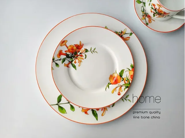 American Dinnerware Set Azalea Bone China Steak Plate Soup Plate Coffee Cup Ceramics Food Tray 10inch Full Set Tableware 1pcs