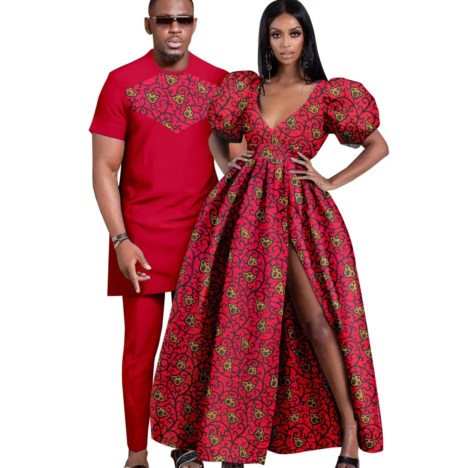 Dashiki عشاق الأفريقية دعوى ملابس الحفلات الزوج والزوجة دعوى الملابس الأفريقية للزوجين الرجال والنساء زوجين ملابس الزفاف #4