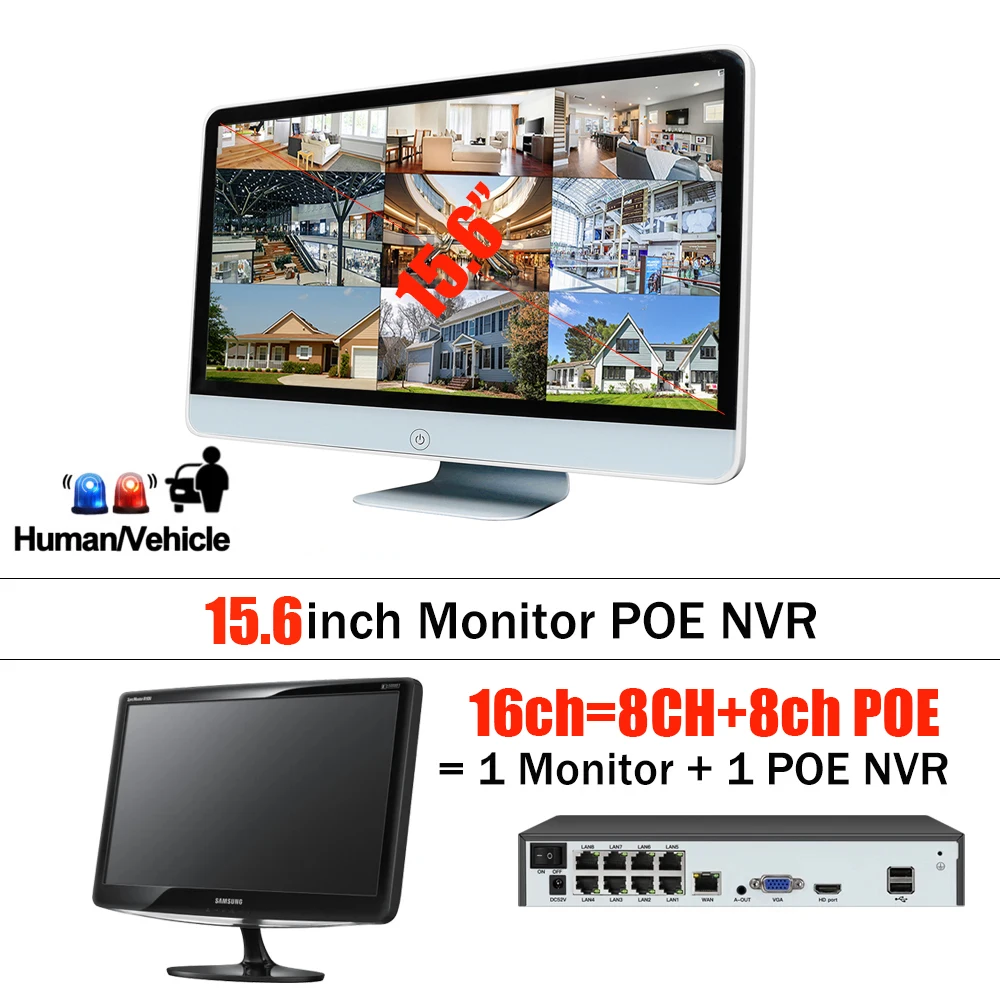 16ch mutil language 8ch POE monitor support 4K Camera System support onvif ip camera