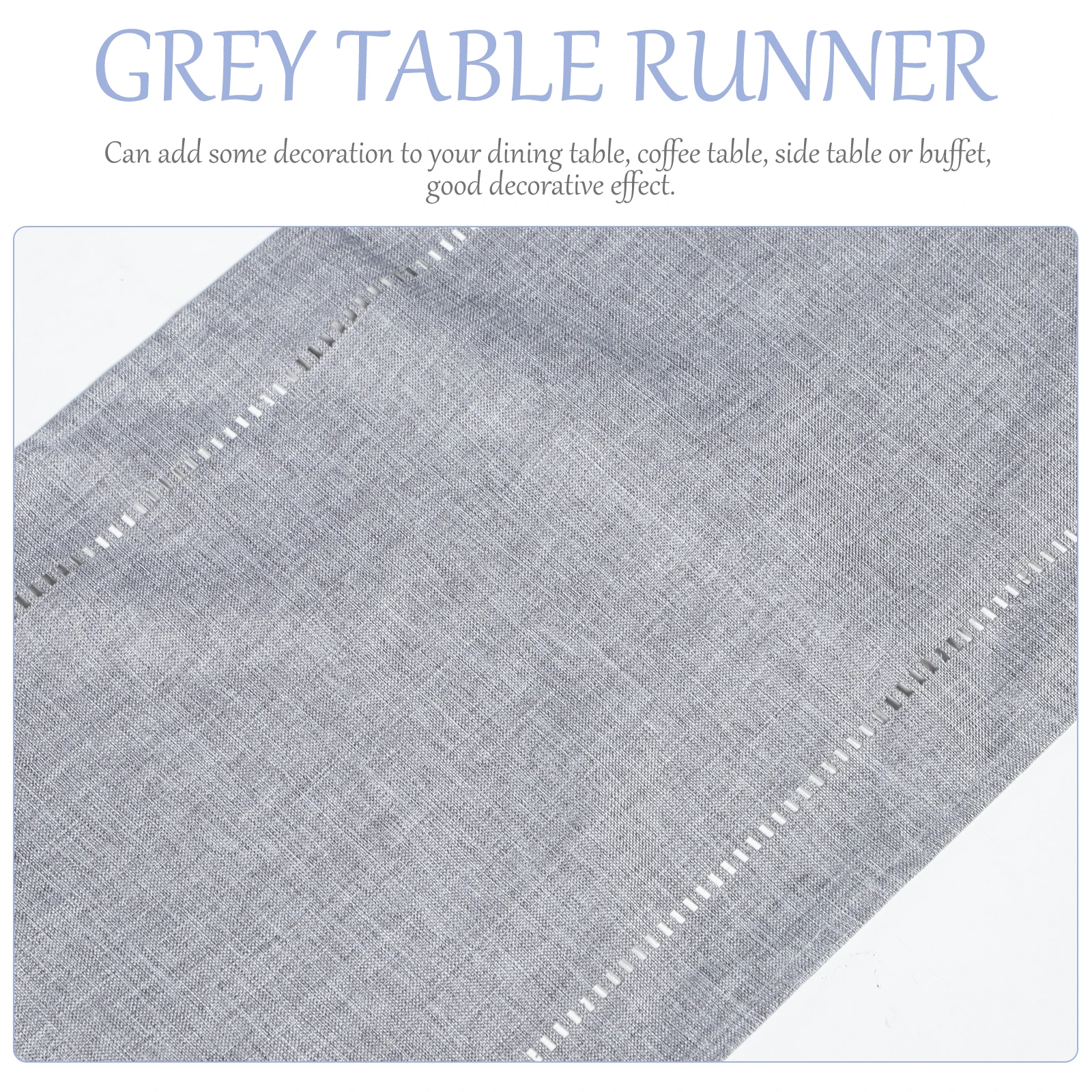 

Hollow Table 70 Inches Grey Farmhouse Decor Wedding Banquet Coffee Dining Tables Farmhouse Table Runner Linen Polyester