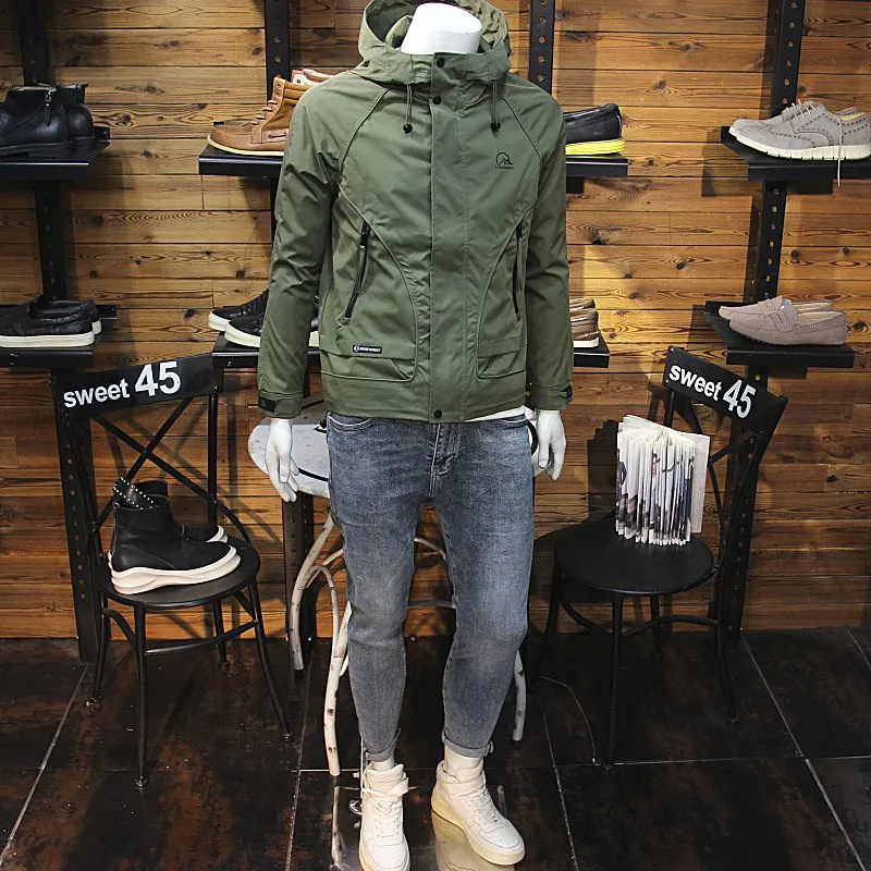 

Мужская модная куртка на молнии с капюшоном, ветрозащитная, повседневная, приталенная, молодежная, осенняя, для активного отдыха и спорта