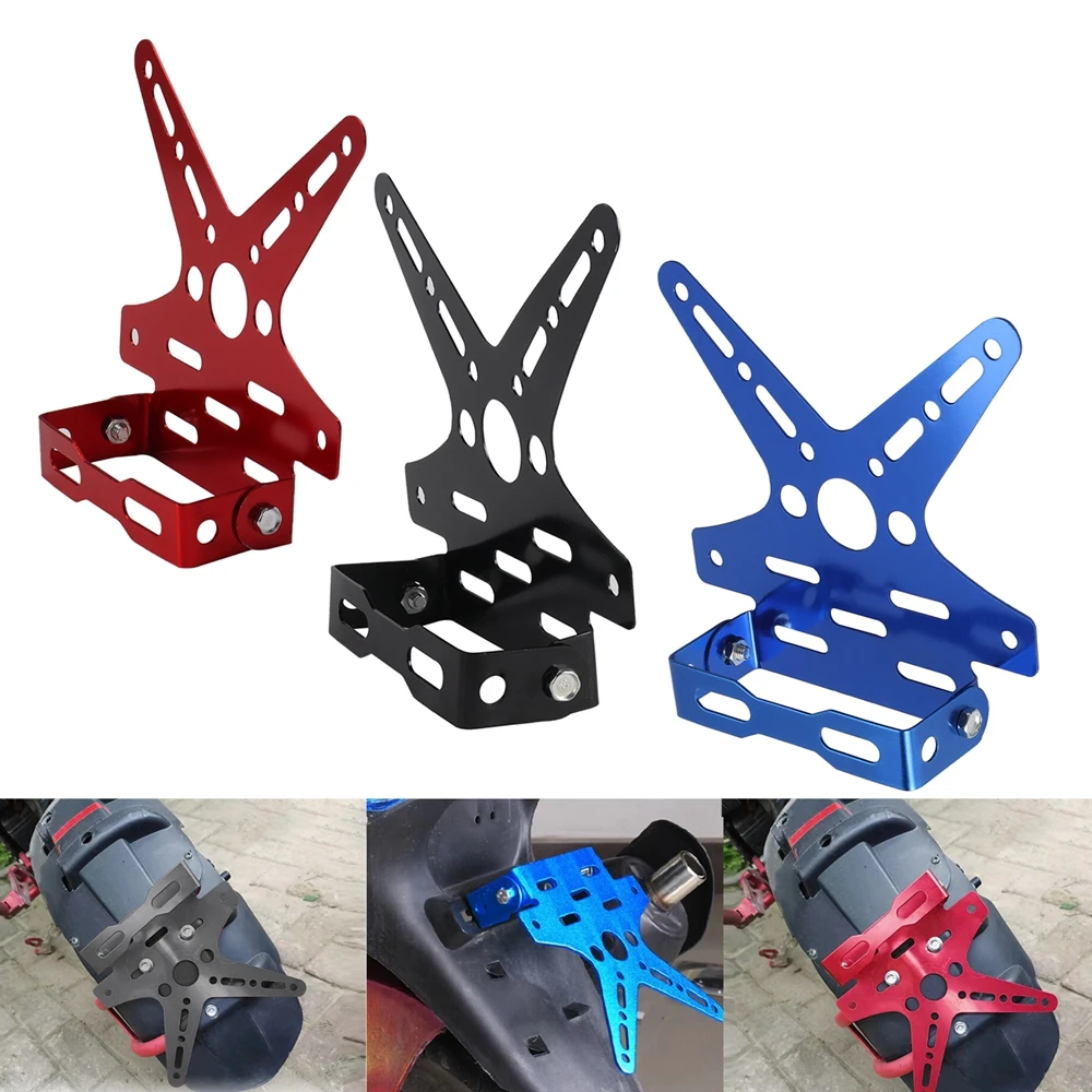 Electroplate Aluminum Alloy Motorcycle Rear License Plate Frame Motorbike Bracket Rack Scooter Adjusted Number Plate Holder