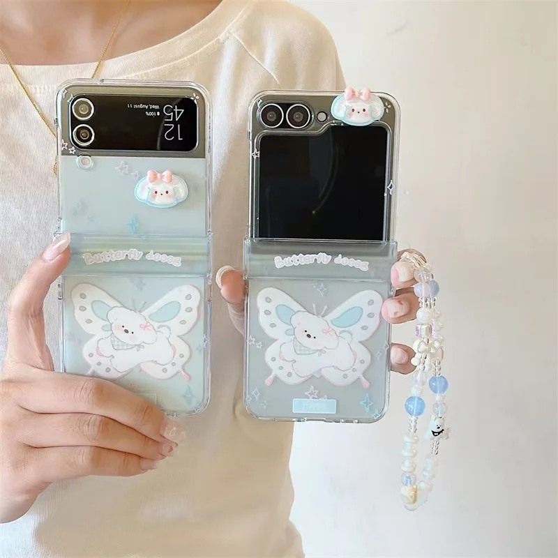 

Butterfly Dog Phone Case for Samsung Galaxy Z Flip 7 6 5 4 Protective Back Cover for ZFlip5 ZFlip6 ZFlip7 Case Shell