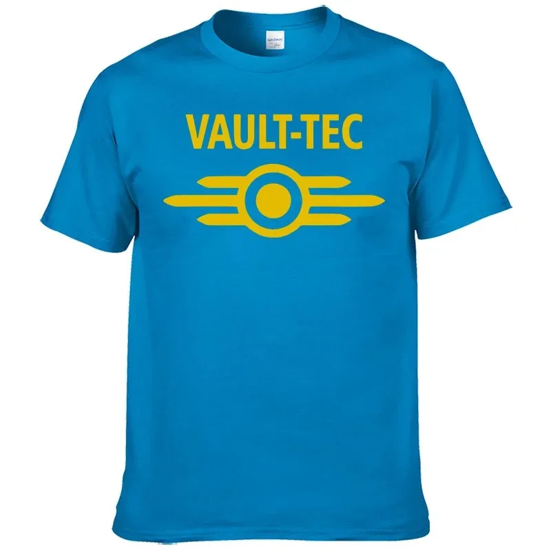 VAULT-TEC Letter Print New Summer Round Neck Pure Cotton Casual Breathable Comfortable Loose Versatile Men's T-shirt F011