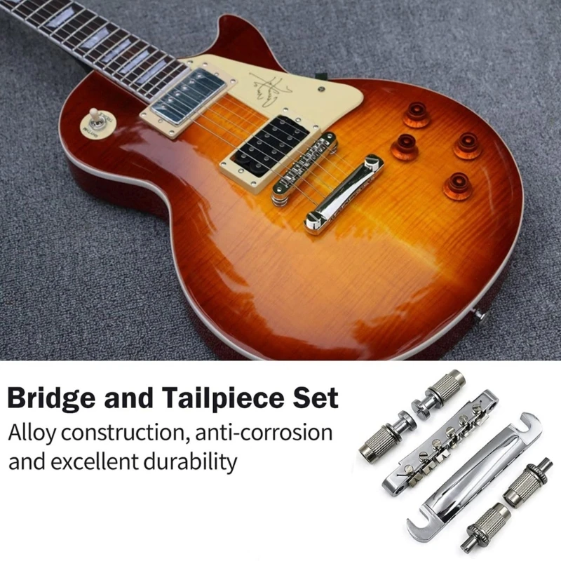 6 Strings Tune O-Matic Guitar Bridge and Tailpiece with Studs Set for LP Les Style Electric Guitar Parts Replacements 24BD