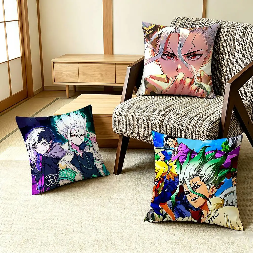 COOL D-Dr.STONE   Pillow Case Pattern Printed Pillowcase For Living Room Sofa Cushion Cover