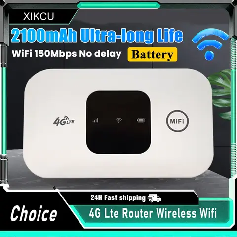 4G Lte Router Wireless Wifi 2100mAh Mobile Hotspot with SIM Card Slot Hotspot Pocket WIFI 150mbps for Outdoor Home Office Travel
