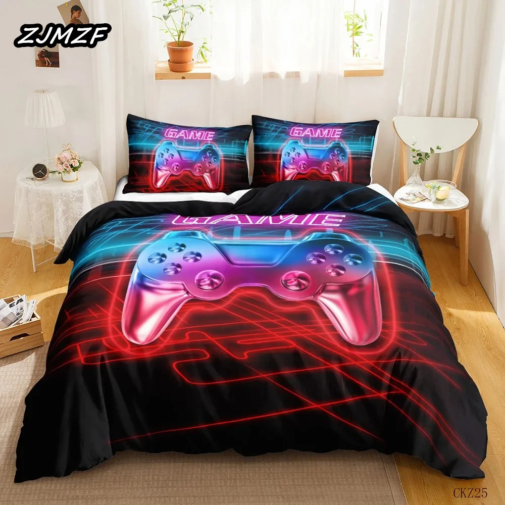 Gamer Bedding Sets For Boy, Gamepad Controller Duvet Cover Set King Size,Video Games Home Decor Comforter Cover For Teen Bedroom