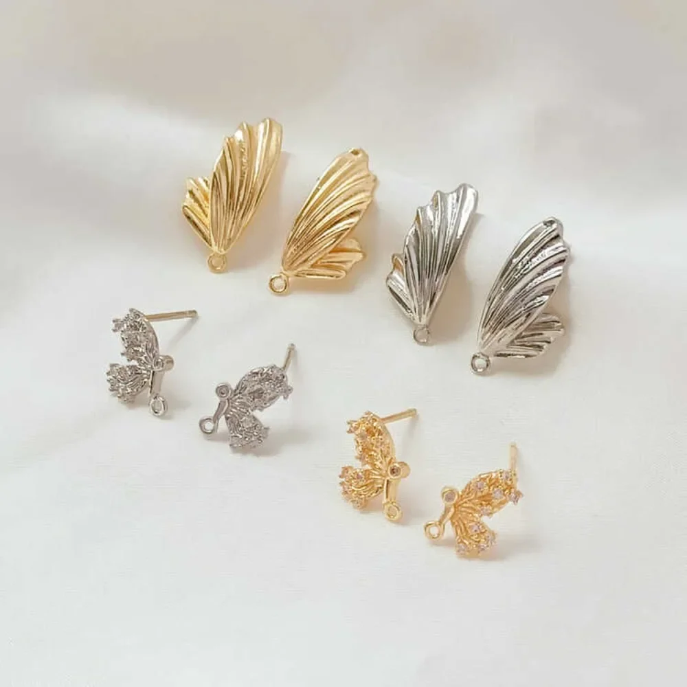 

A Pair of 14K Gold-plated Wing S925 Silver Ear Stud Accessories and Jewelry Diy Handmade Butterfly Earrings