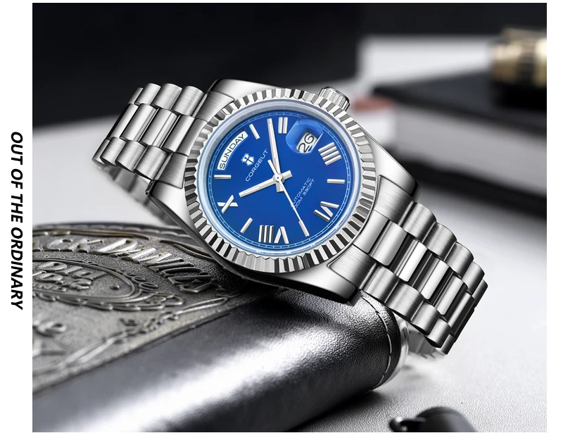 Corgeut Automatic Mechanical Men's Watch - 39/36mm Japanese Movement Sapphire Date (with Magnifier) - Men's Watch Custom Logo