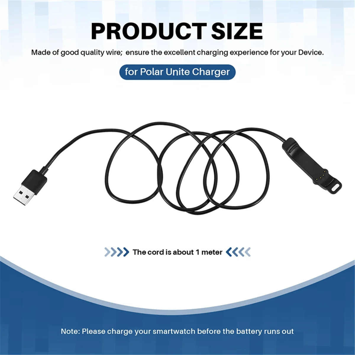 

Зарядное устройство для часов Y14ASmart для часов Polar Unite Fitness — USB-кабель для зарядки 3,3 фута 100 см — аксессуары для умных часов для фитнеса