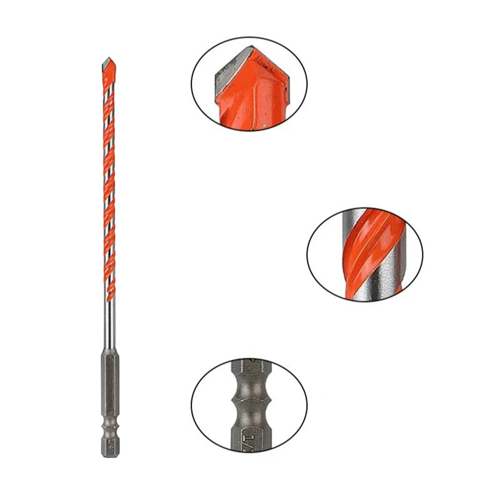 Conjunto de brocas de alvenaria de carboneto de 4 mm, 10 peças com haste sextavada de 1/4 \\\'\\\' para tijolo de concreto para perfuração de vidro e telha