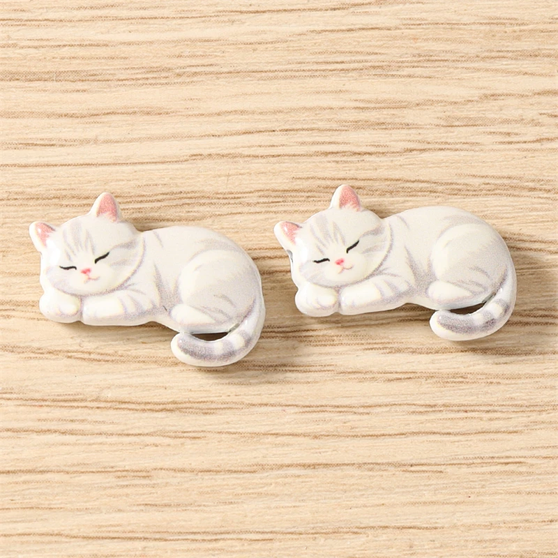 5 Stück 18x11mm Cartoon-Tier-Katzen-Abstandshalter, lose Anhängerperlen für die Schmuckherstellung, DIY handgemachte Armbänder, Halsketten, Bastelzubehör – Detail 7