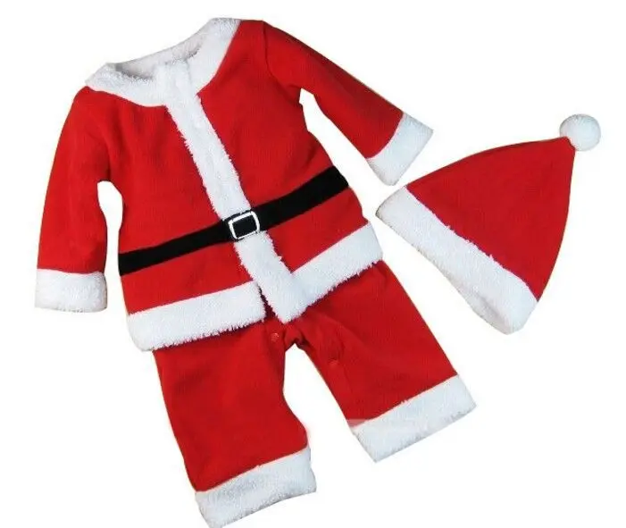 Children's Christmas costume Boys and girls cute woolen Santa Claus dress show costume Show costume