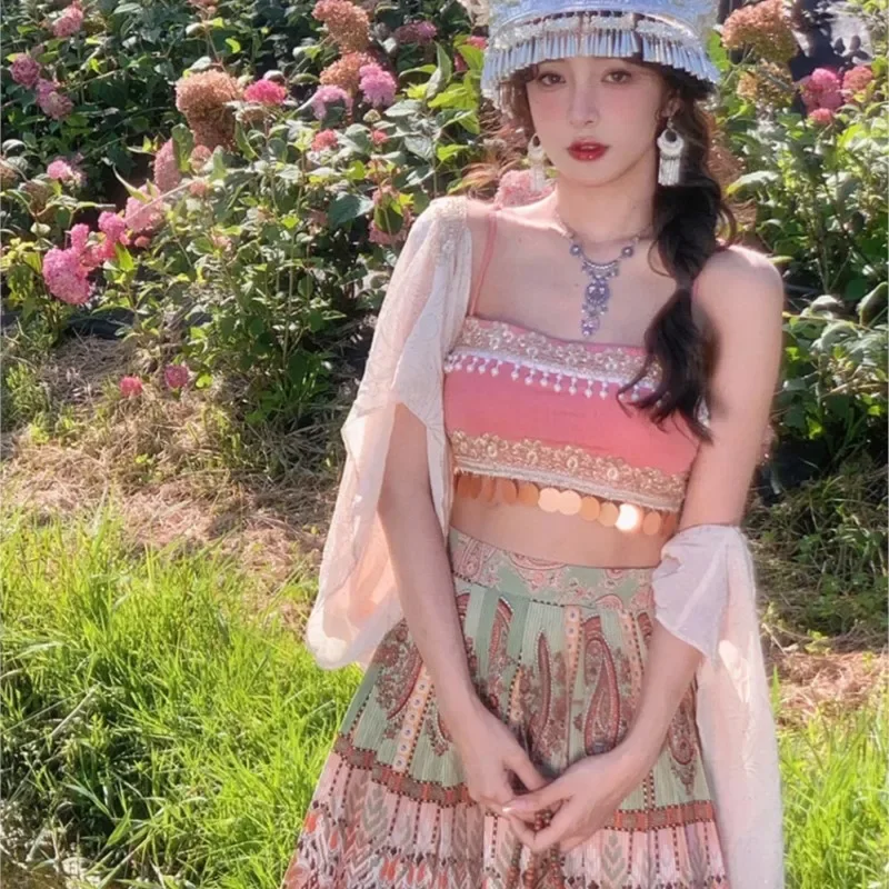Hanfu เสื้อผ้าสตรีสไตล์พื้นเมือง Xishuangbanna Dai แปลกใหม่สไตล์โบราณ