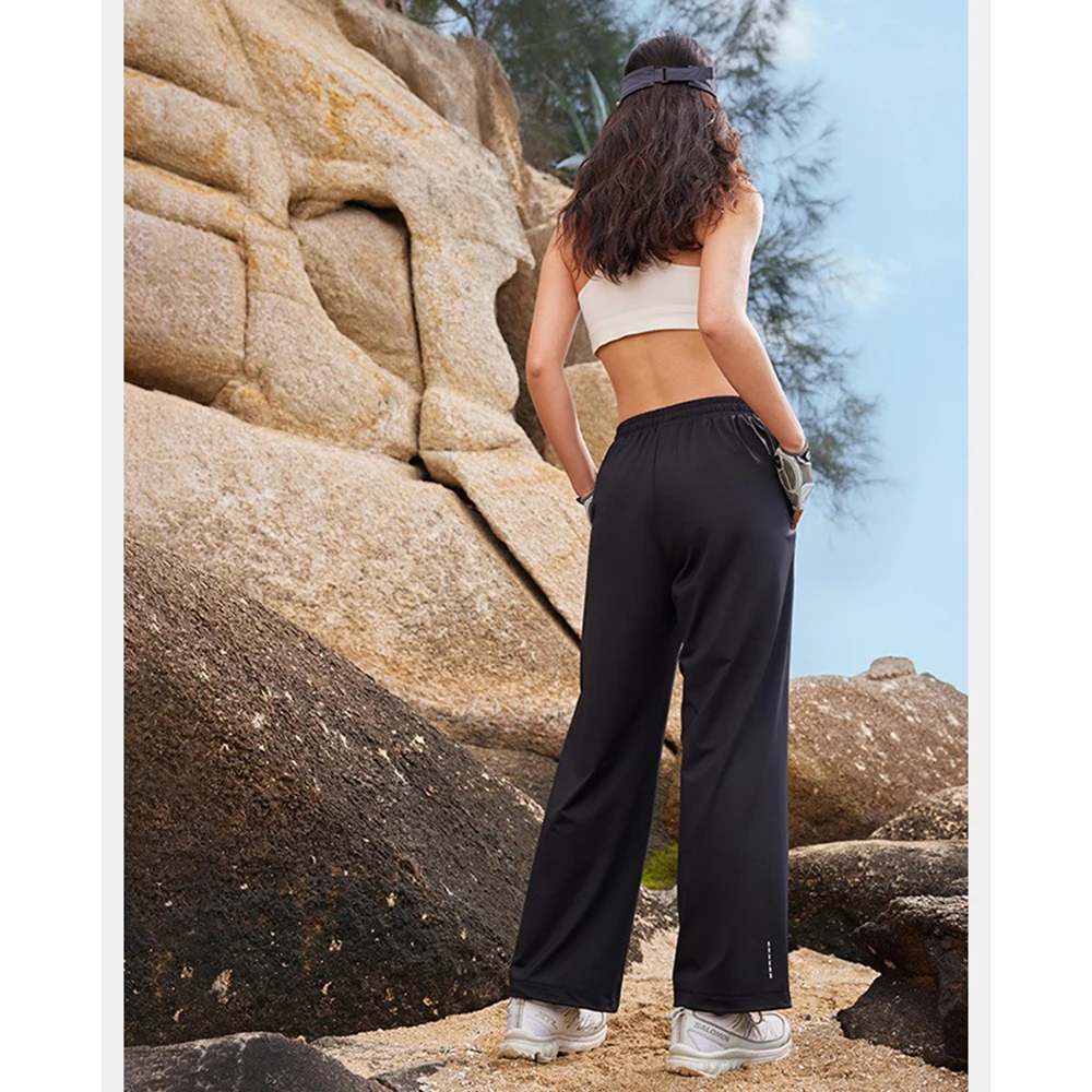 Respirável Anti-UV Outdoor Fitness Calças, Roupa Feminina de Ginásio, Respirável, Toque Frio, Calças Retas, Protetor Solar, Calça Anti-Mosquito, Perna Ajustável